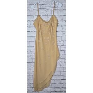 VTG Y2K Dollar Handkerchief Hem Dress 2XL Whimsigoth Beaded Floral Fairycore.